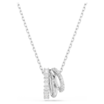 Hyperbola pendant, Round cut, White, Rhodium plated