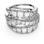 Hyperbola ring, Mixed cuts, White, Rhodium plated