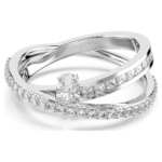 Hyperbola ring, Mixed cuts, White, Rhodium plated