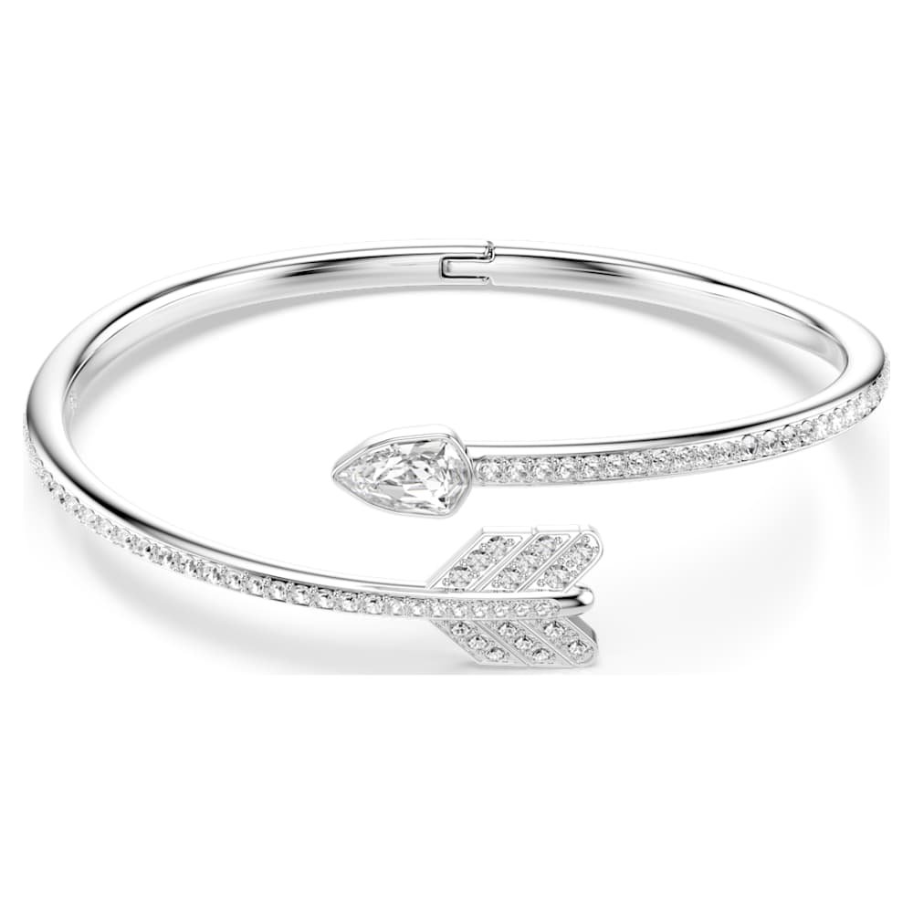 idyllia-bangle-mixed-cuts-arrow-white-rhodium-plated-swarovski-5737262 Idyllia bangle, Mixed cuts, Arrow, White, Rhodium plated - Image 1