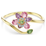 Idyllia bangle, Mixed cuts, Flower, Multicoloured, 18K gold finish
