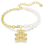 Idyllia bracelet, Crystal pearl, Round cut, Teddy, Gold tone, 18K gold finish