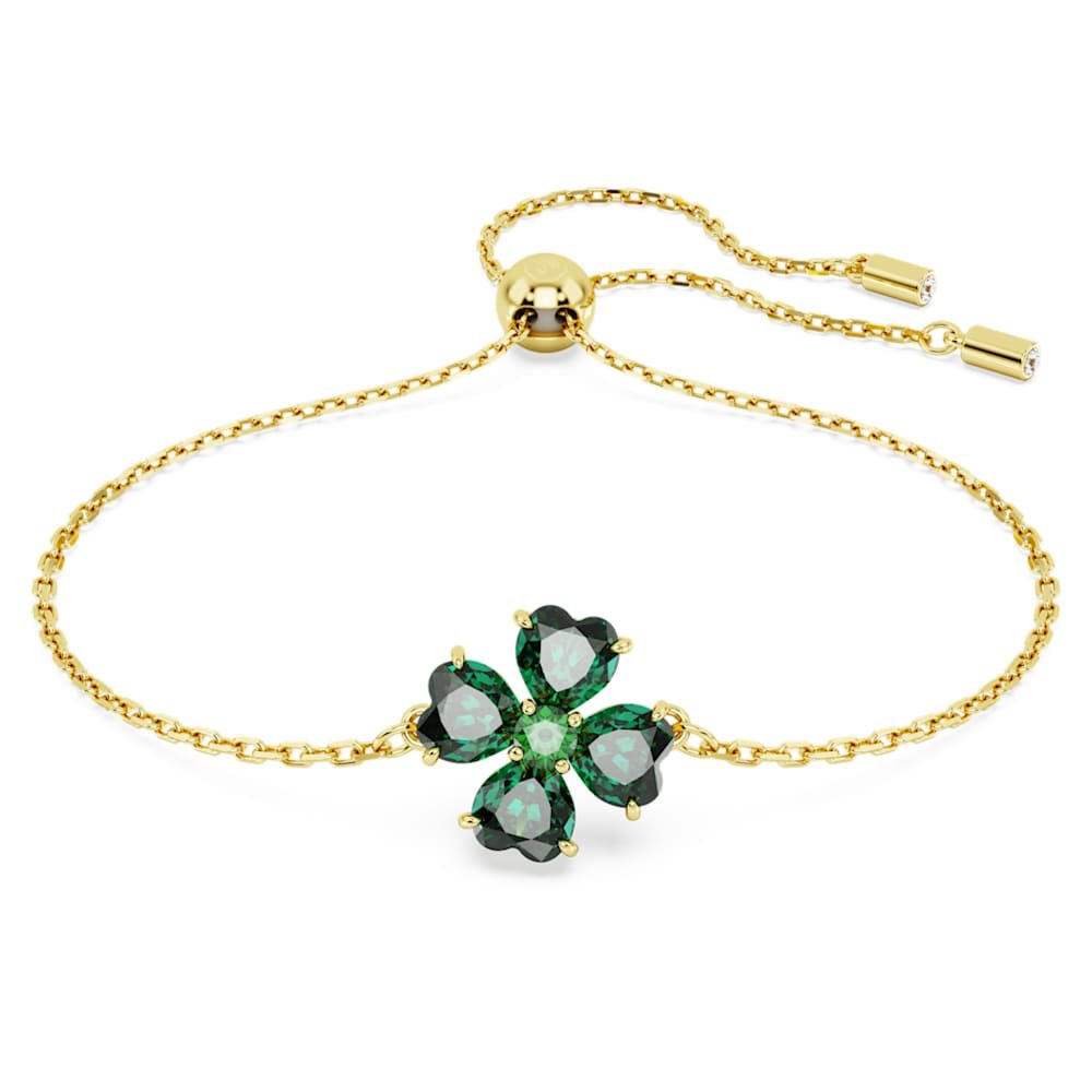 idyllia-bracelet-mixed-cuts-clover-green-18k-gold-finish-swarovski-5666585 Idyllia bracelet, Mixed cuts, Clover, Green, 18K gold finish - Image 1