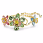 Idyllia bracelet Mixed cuts, Flower, Multicoloured, 18K gold finish