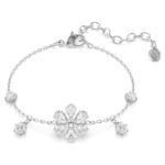 Idyllia bracelet, Mixed cuts, Snowflake, White, Rhodium plated