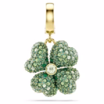 Idyllia charm Clover, Green, 18K gold finish