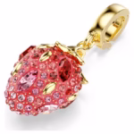 Idyllia charm Mixed cuts, Strawberry, Red, 18K gold finish