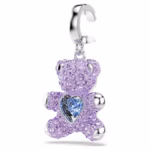 Idyllia charm Mixed cuts, Teddy, Purple, Rhodium plated