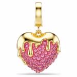 Idyllia charm Round cut, Heart, Pink, 18K gold finish - Image 2