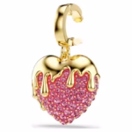 Idyllia charm Round cut, Heart, Pink, 18K gold finish - Image 3