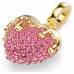 Idyllia charm Round cut, Heart, Pink, 18K gold finish - Image 4