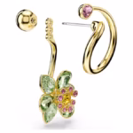 Idyllia drop earrings Asymmetrical design, Mixed cuts, Flower, Multicoloured, 18K gold finish - Image 4