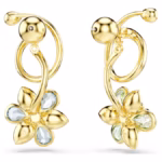 Idyllia drop earrings Asymmetrical design, Mixed cuts, Flower, Multicoloured, 18K gold finish - Image 5