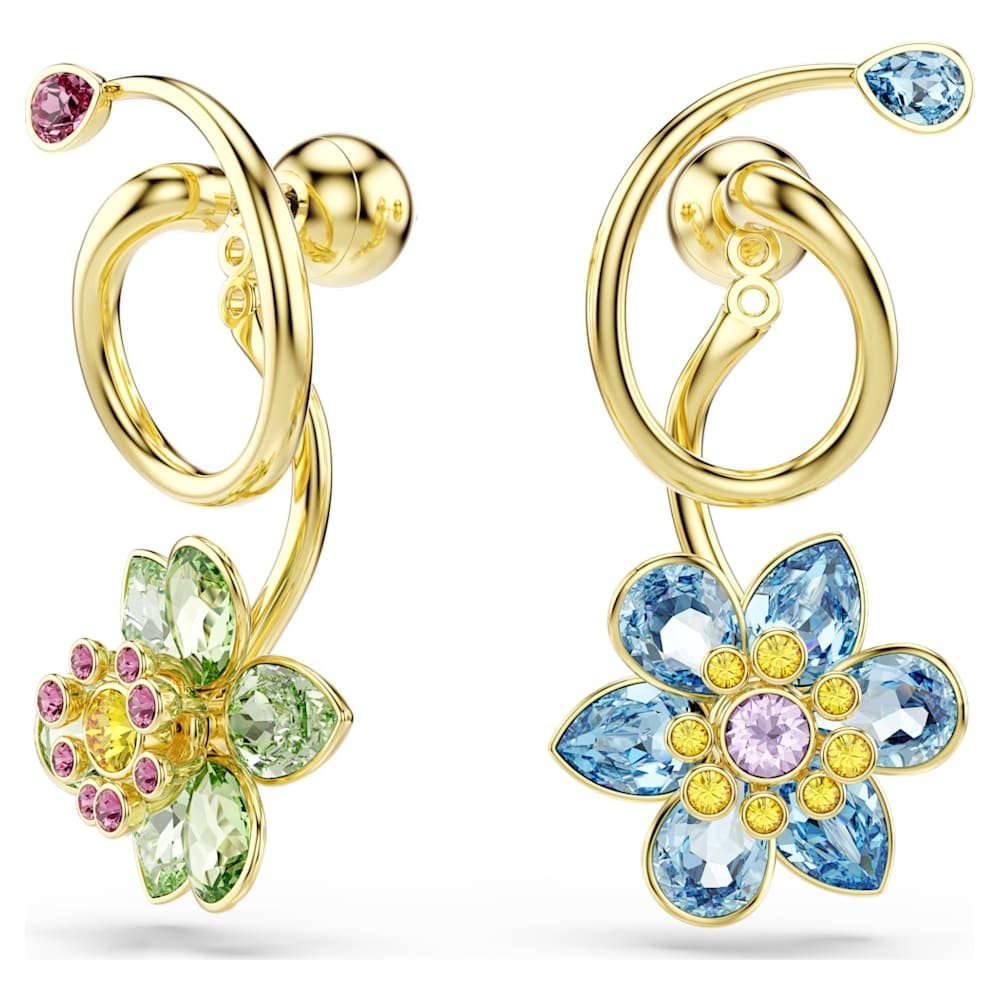 idyllia-drop-earrings-asymmetrical-design-mixed-cuts-flower-multicoloured-18k-gold-finish-swarovski-5709025 Idyllia drop earrings, Asymmetrical design, Mixed cuts, Flower, Multicoloured, 18K gold finish - Image 1