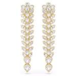 Idyllia drop earrings Mixed cuts, Long, White, 18K gold finish - Image 2