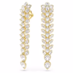 Idyllia drop earrings Mixed cuts, Long, White, 18K gold finish