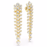 Idyllia drop earrings Mixed cuts, Long, White, 18K gold finish - Image 4