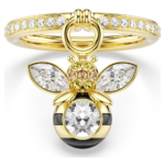 Idyllia motif ring, Mixed cuts, Bee, Multicoloured, 18K gold finish