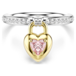 Idyllia motif ring, Mixed cuts, Heart, Pink, Mixed metal finish