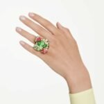 Idyllia motif ring, Multicoloured, 18K gold finish - Image 2