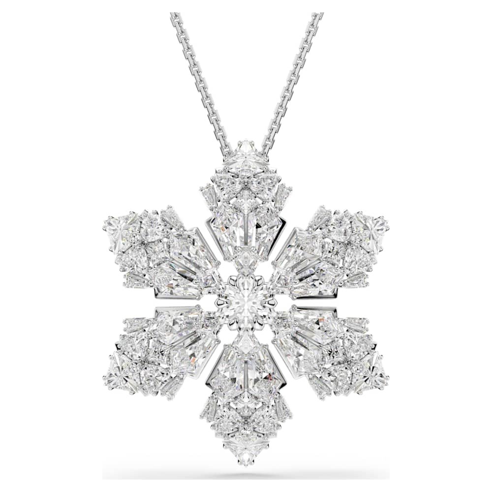 idyllia-pendant-and-brooch-mixed-cuts-snowflake-white-rhodium-plated-swarovski-5754685 Idyllia pendant and brooch, Mixed cuts, Snowflake, White, Rhodium plated - Image 1