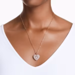 Idyllia pendant Crystal pearl, Heart, White, 18K rose gold finish - Image 4