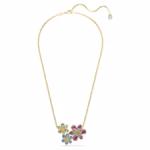 Idyllia pendant Mixed cuts, Flower, Multicoloured, 18K gold finish - Image 3