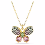 Idyllia pendant Mixed cuts, Pavé, Butterfly, Multicoloured, 18K gold finish - Image 2