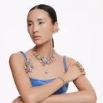 Idyllia pendant Mixed cuts, Pavé, Butterfly, Multicoloured, 18K gold finish - Image 6