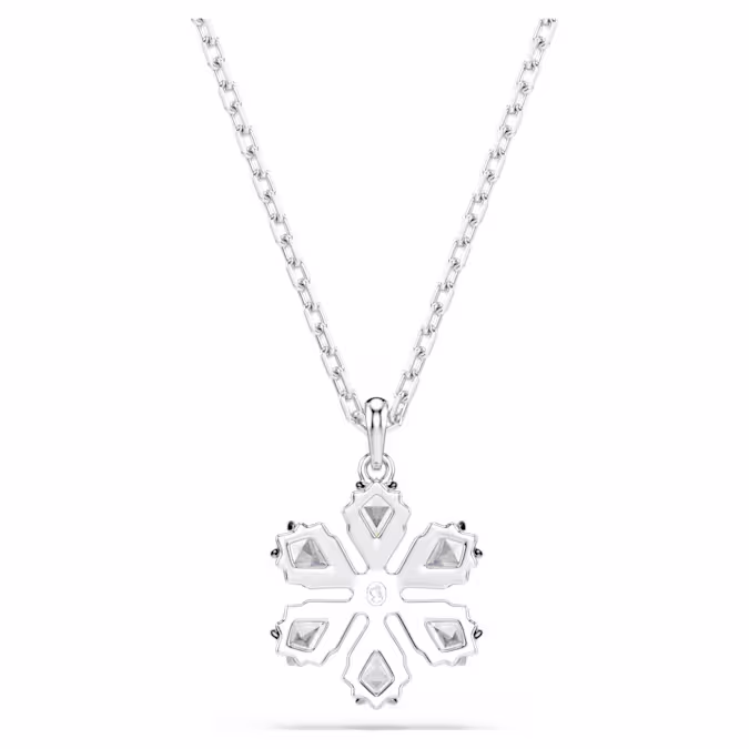 Idyllia pendant Mixed cuts, Snowflake, White, Rhodium plated