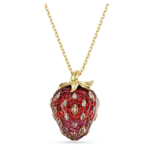 Idyllia pendant, Mixed cuts, Strawberry, Red, 18K gold finish
