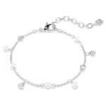 Imber bracelet, Crystal pearl, Round cut, White, Rhodium plated
