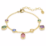 Imber bracelet Mixed cuts, Multicoloured, 18K gold finish