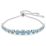 Imber bracelet, Mixed round cuts, Blue, Rhodium plated