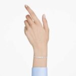 Imber bracelet, Mixed round cuts, White, Rhodium plated - Image 2