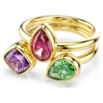 Imber cocktail ring, Set (2), Mixed cuts, Multicoloured, 18K gold finish