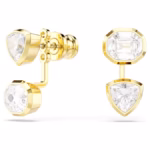 Imber earring jackets Asymmetrical design, Mixed cuts, White, 18K gold finish - Image 3