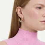 Imber hoop earrings, Mixed cuts, Multicoloured, 18K gold finish - Image 2