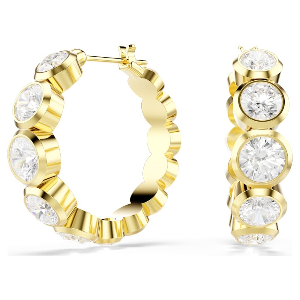 imber-hoop-earrings-round-cut-white-18k-gold-finish-swarovski-5711483 Imber hoop earrings, Round cut, White, 18K gold finish - Image 1