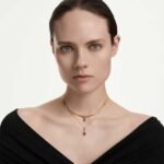 Imber layered necklace, Mixed cuts, Multicoloured, 18K gold finish - Image 2