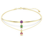 Imber layered necklace, Mixed cuts, Multicoloured, 18K gold finish