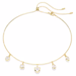 Imber necklace Mixed cuts, White, 18K gold finish