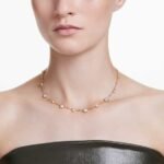 Imber necklace, Round cut, Scattered design, White, 18K gold finish - Image 2