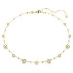 Imber necklace, Round cut, Scattered design, White, 18K gold finish