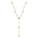 Imber Y necklace, Round cut, White, 18K gold finish