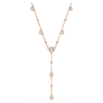 Imber Y necklace, Round cut, White, 18K rose gold finish
