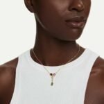 Imber Y pendant, Mixed cuts, Multicoloured, 18K gold finish - Image 2