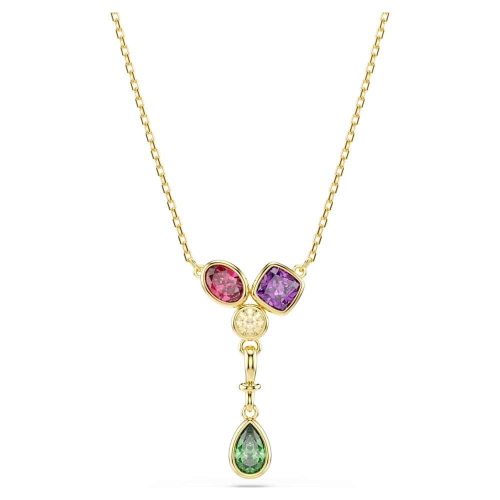 imber-y-pendant-mixed-cuts-multicoloured-18k-gold-finish-swarovski-5753261 Imber Y pendant, Mixed cuts, Multicoloured, 18K gold finish - Image 1