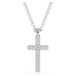 Insigne pendant, Pavé, Cross, White, Rhodium plated