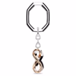 Key ring Infinity, White, Mixed metal finish